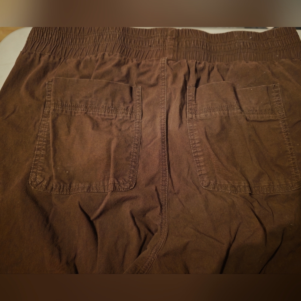 Democracy Brown Elastic Waist Ankle Pants XL Stretch Cotton Blend - Picture 5 of 7
